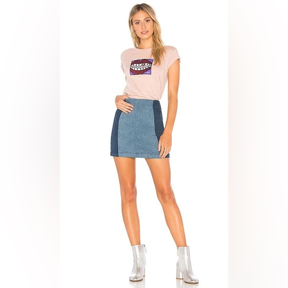 Free People Modern Femme Color Block Mini Skirt in Dark Blue - Picture 6 of 7